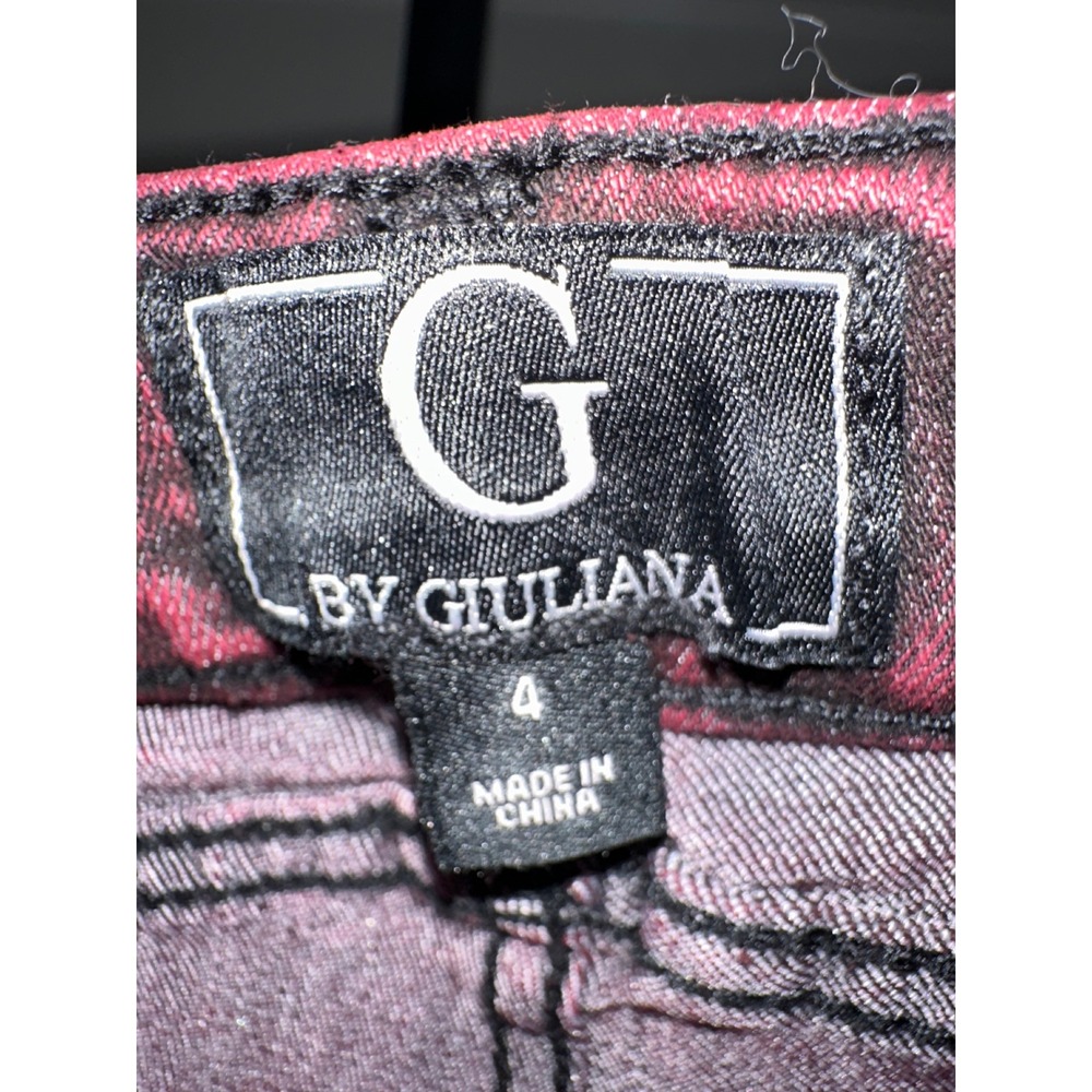 G by Giuliana Acid Wash Red Black High Rise Straight Leg Jeans Size 4 - Picture 3 of 4